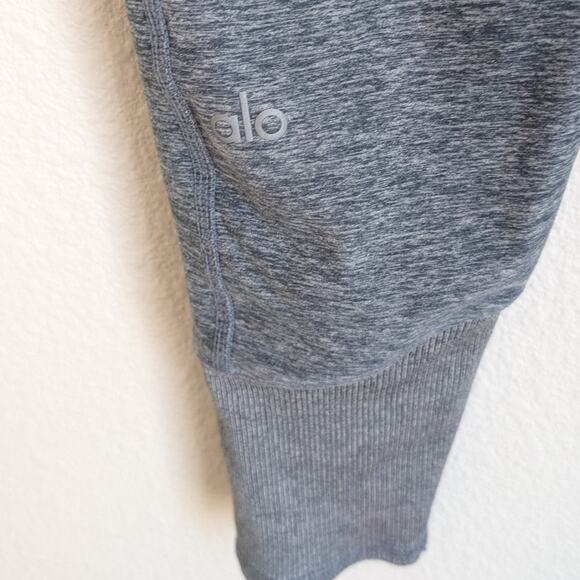 Alo Yoga Gray Alosoft Lounge Gray/Blue High Waist Cropped Leggings, size S - Picture 4 of 7